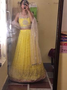 Beautiful Lime Yellow Lehenga Choli Set