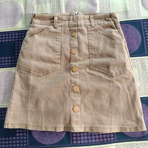 cute pink and brown mini skirt combo