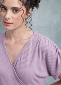 Women Lilac Ribbed Midi Dress