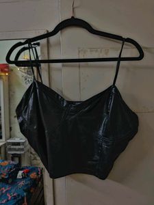 Black Faux Leather Cami
