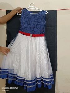White Flared Party Frock For women (Knee Length)