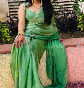 Green trending fendy saree