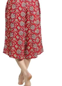 Women Cotton Red Knee Length Skirtplazo