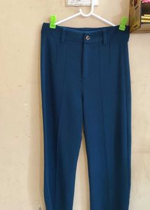 Regular Fit Teal Green Trouser For Women