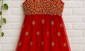 Red &amp; Gold Embroidered Dress