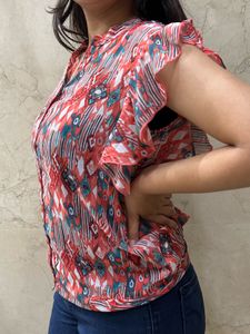 Madame Printed Ruffle Top