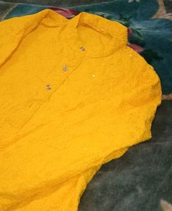 Yellow Embroidered Kurta Set with pant