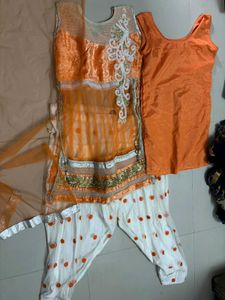 Embroidered Orange Ethnic Dress