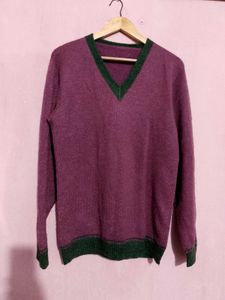Purple V-Neck Pullover Sweater