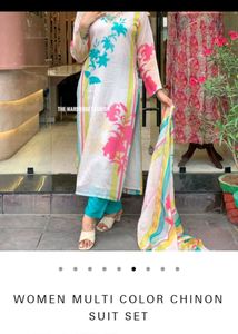 New/Unused Organza Multicolored Kurta Set