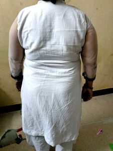 White Kurti with Black Embroidery Whit Pajama