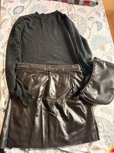 🪩🔥Affordable!!! Black Faux Leather Mini Skirt
