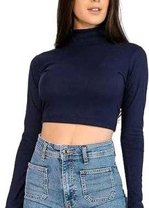 Stylish H&M Navy Blue Sweater Crop Top👗✨