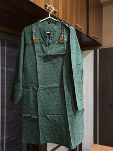 Green Embroidered Kurta