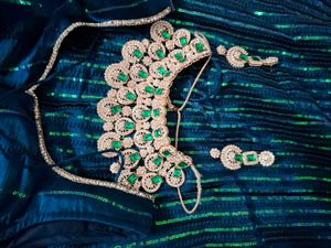 Sequin Lehenga Choli Set with jewelery