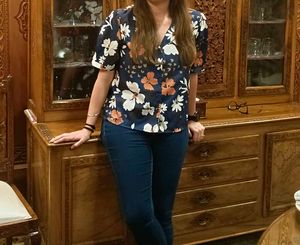Navy Blue Floral Top