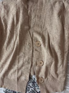 Casual Beige Knit Cardigan