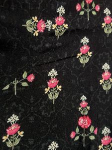 Charcoal Black &amp; Pink Printed Kurta