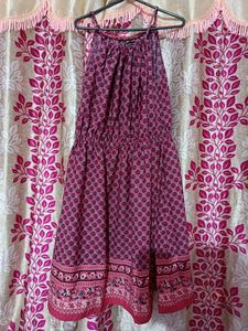 Purple poly crepe fit and flare dress