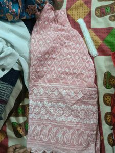 Pink Embroidered Dress Material