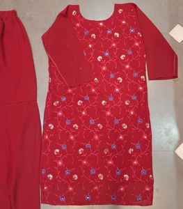 Red Embroidered Salwar Kameez