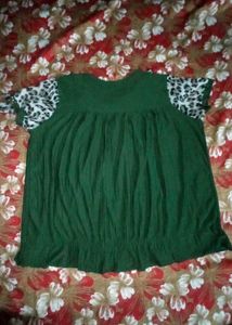 Green Animal Print Top