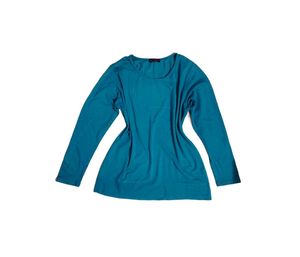 Casual Teal Scoop Neck Long Sleeve Top