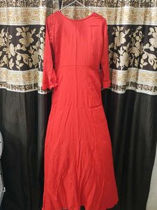 Ethnic Gown With Vibrant Red And Black Colour