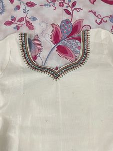 Chanderi Silk Mirror Work Embroidery Kurta