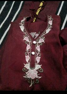 Elegant Maroon Embroidered Kurta Set