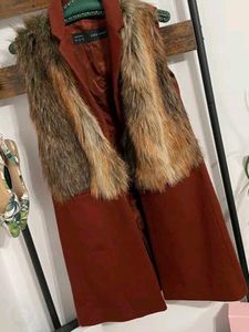 Zara Faux Fur Wool Blend Vest