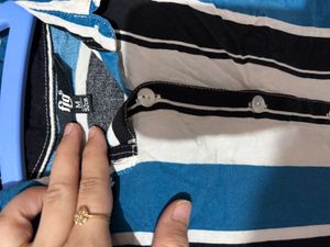 Classy Formal Strips Black Blue White Kurta