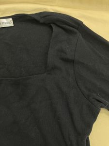 Black Square Neck Top