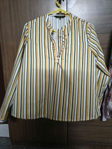 Striped Mandarin Collar Blouse