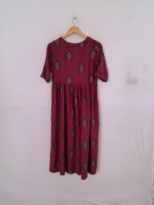 Burgundy Printed Kurta