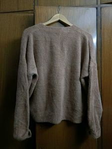 Beige Fuzzy Freesize Sweater