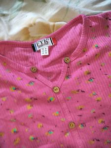Pink Floral Ribbed Button-Down Top