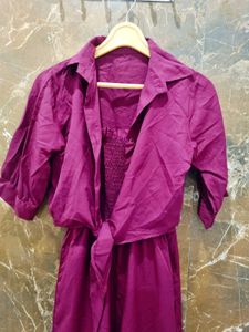 Burgundy Smocked Jumpsuit