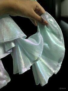 Ruffle Sleeve Iridescent Top