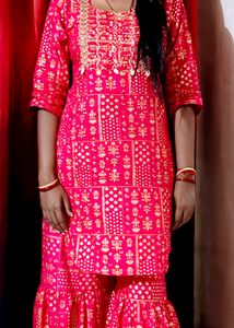 Women Viscose Rayon Kurta Sharara Set