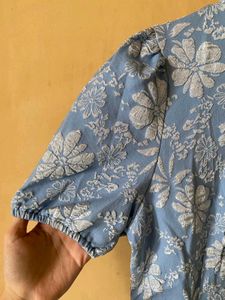 Ruffle Blue Midi Dress