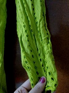 Green Rayon Kurti With Beautiful Neck Design L