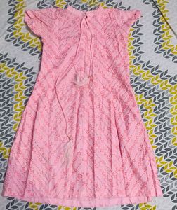Pink Eyelet Sequence Kurta Set