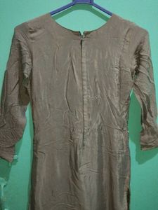 Gray &amp; Gold Embroidered Asian Dress
