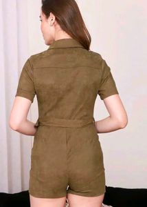 Brand New Shein Olive Corduroy Textured Jumpsuit
