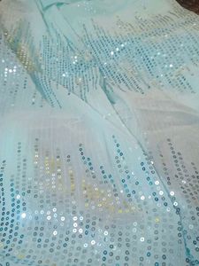 Sequin Off Light Blue Saree