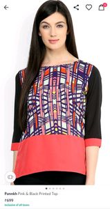 Pink and Black Printed Top
