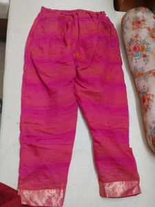 Pink Floral Print Kurta Set With Pant