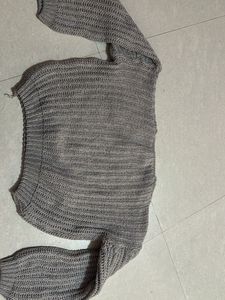 Gray Knit Long Sleeve Top