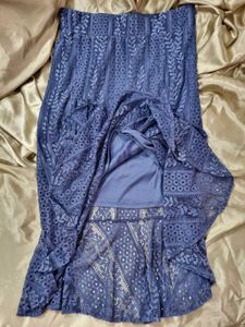 Blue Lace Ruffle Skirt